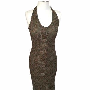 Vintage Olive Green Halter Dress